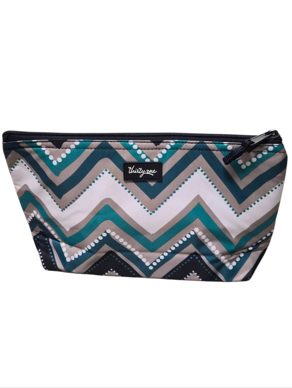 Thirty-One Chevron Insulated Zipper Pouch Cosmetic Snack Bag -NWOT